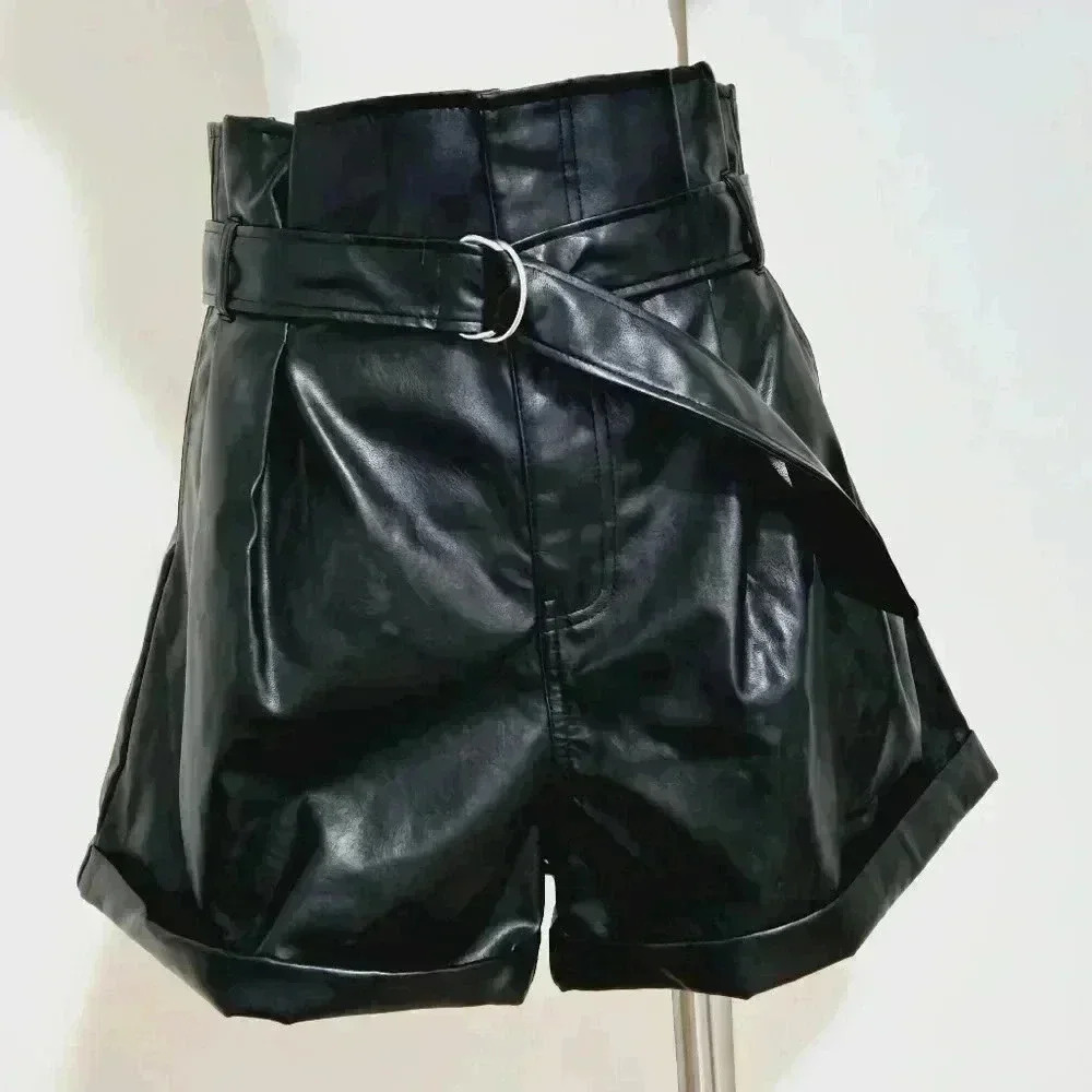 Madden NYC Faux Leather Paperbag Shorts Size XL
